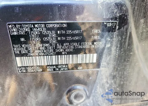 2017 Toyota Rav4 Xle z USA, uszkodzony, nr VIN JTMRFREV8HJ153407